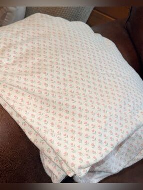 STEVENS FLANNEL FITTED sheet Full Size white pink HEARTS green Flower FLORAL USA